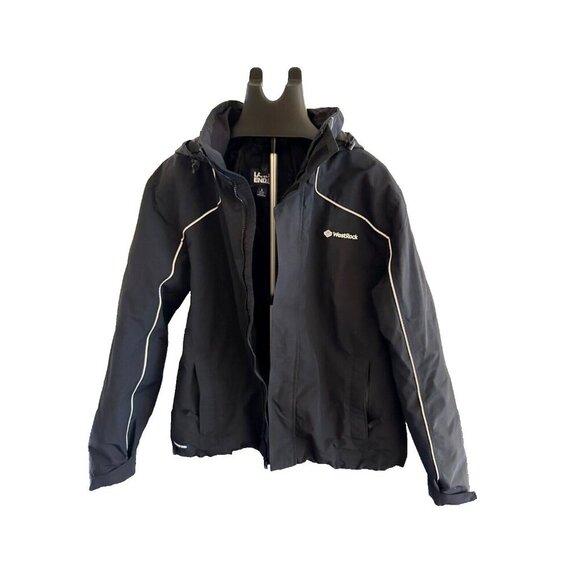 Land's End Men's Squall WindbreakerJacket Black Company LOGO L 42-44 READ - Picture 1 of 8